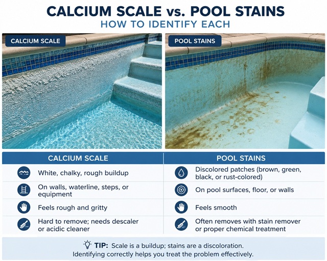 Calcium Scale vs. Pool Stains: How to Identify Each