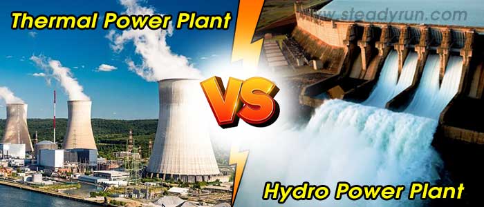 Difference between thermal and hydro power plant