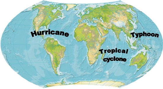 Difference between Hurricane and Typhoon